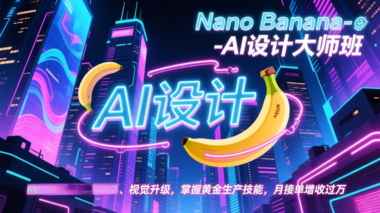 Nano Banana-AI设计大师班，修图合成、广告创作、视觉升级，掌握黄金生产技能，月接单增收过万-优创项目网