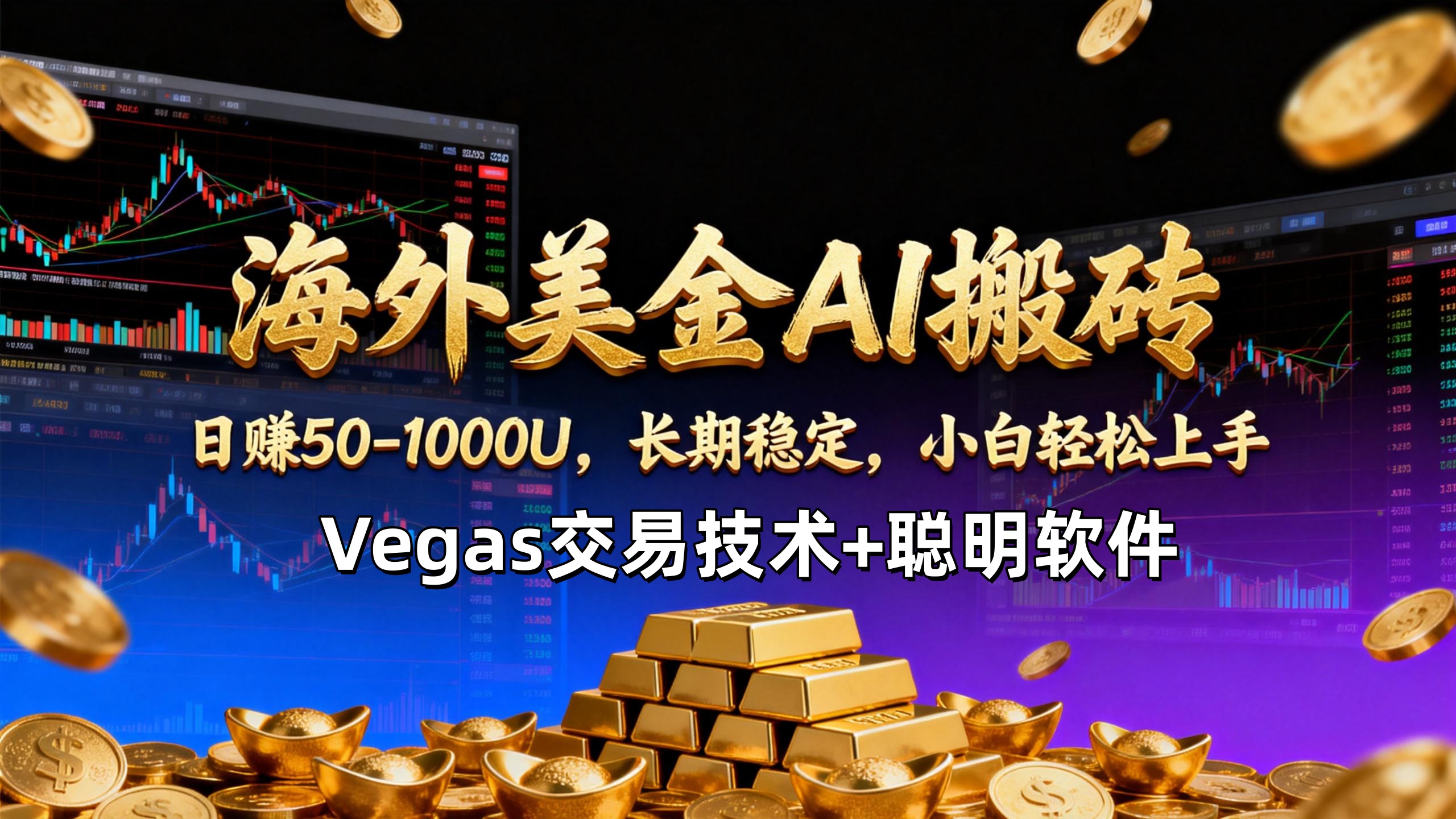 【海外美金AI搬砖】Vegas交易技术+聪明软件，日赚50-1000U，长期稳定，小白轻松上手。-优创项目网