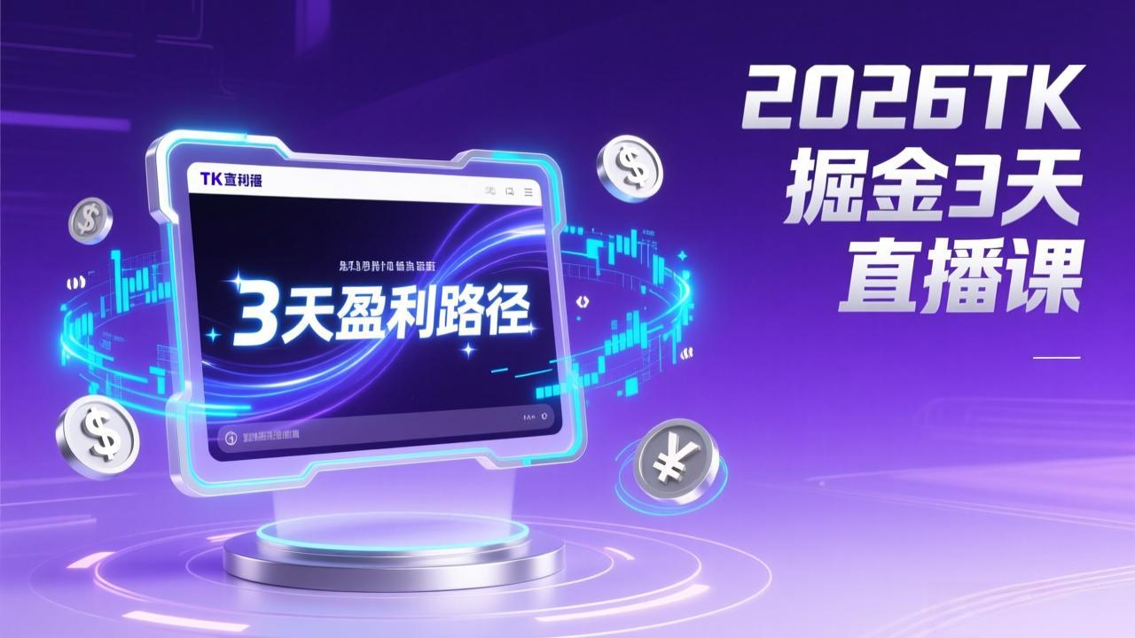 2026TK掘金直播课，起号涨粉+直播带货+商单变现+3天打通盈利路径，月入过万美金-优创项目网