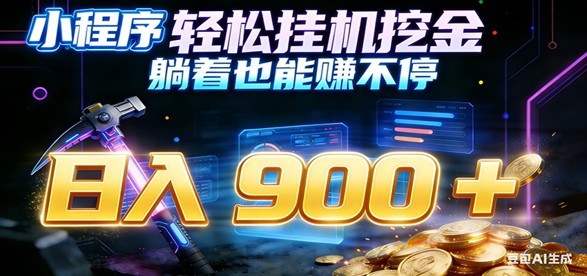 小程序挂机挖金，自动赚金币换现金，多号并行日入900+，轻松搞副业-优创项目网