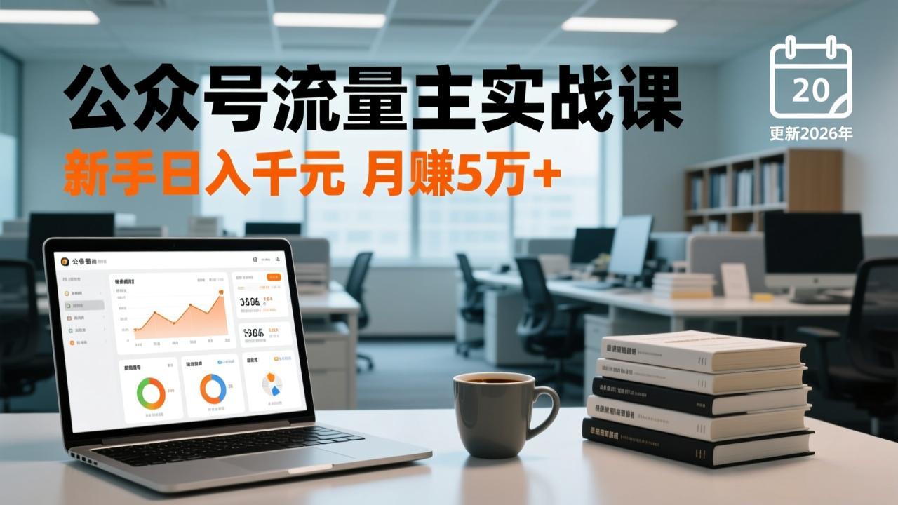 公众号流量主实战课，爆文写作、流量池运营、多平台分发，新手日入千元月赚5万+更新2026年-优创项目网