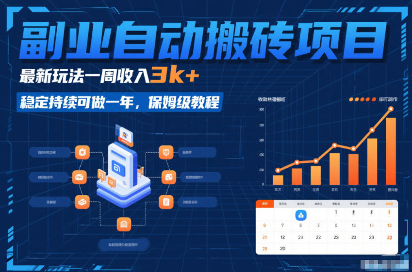 副业自动搬砖项目，最新玩法一周收入3k+，稳定持续可做一年，保姆级教程【揭秘】-优创项目网