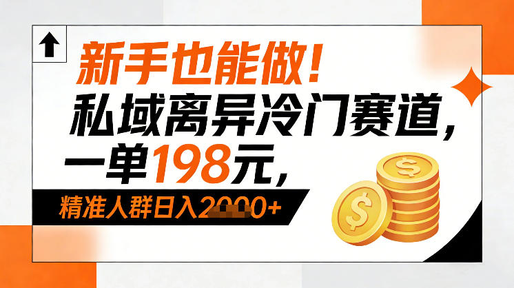 新手也能做！私域离异冷门赛道，一单198，精准人群日入1k+-优创项目网