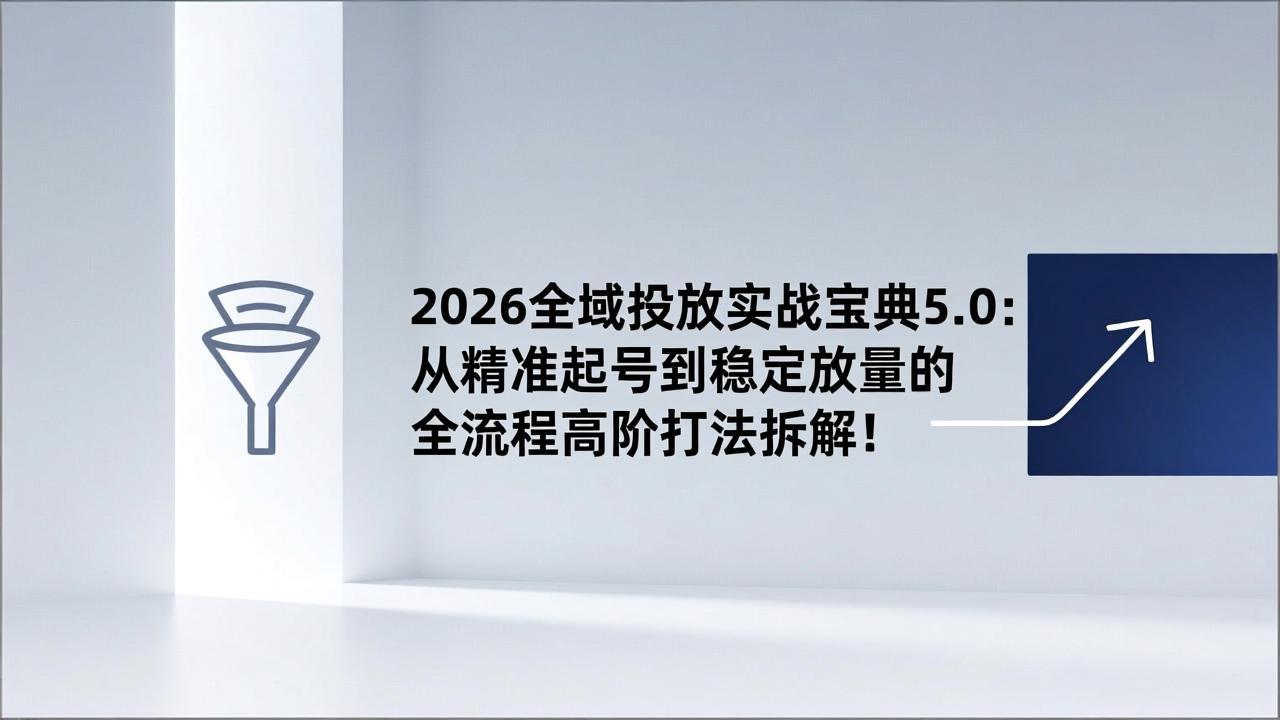 2026全域投放实战宝典5.0：从精准起号到稳定放量的全流程高阶打法拆解！-优创项目网