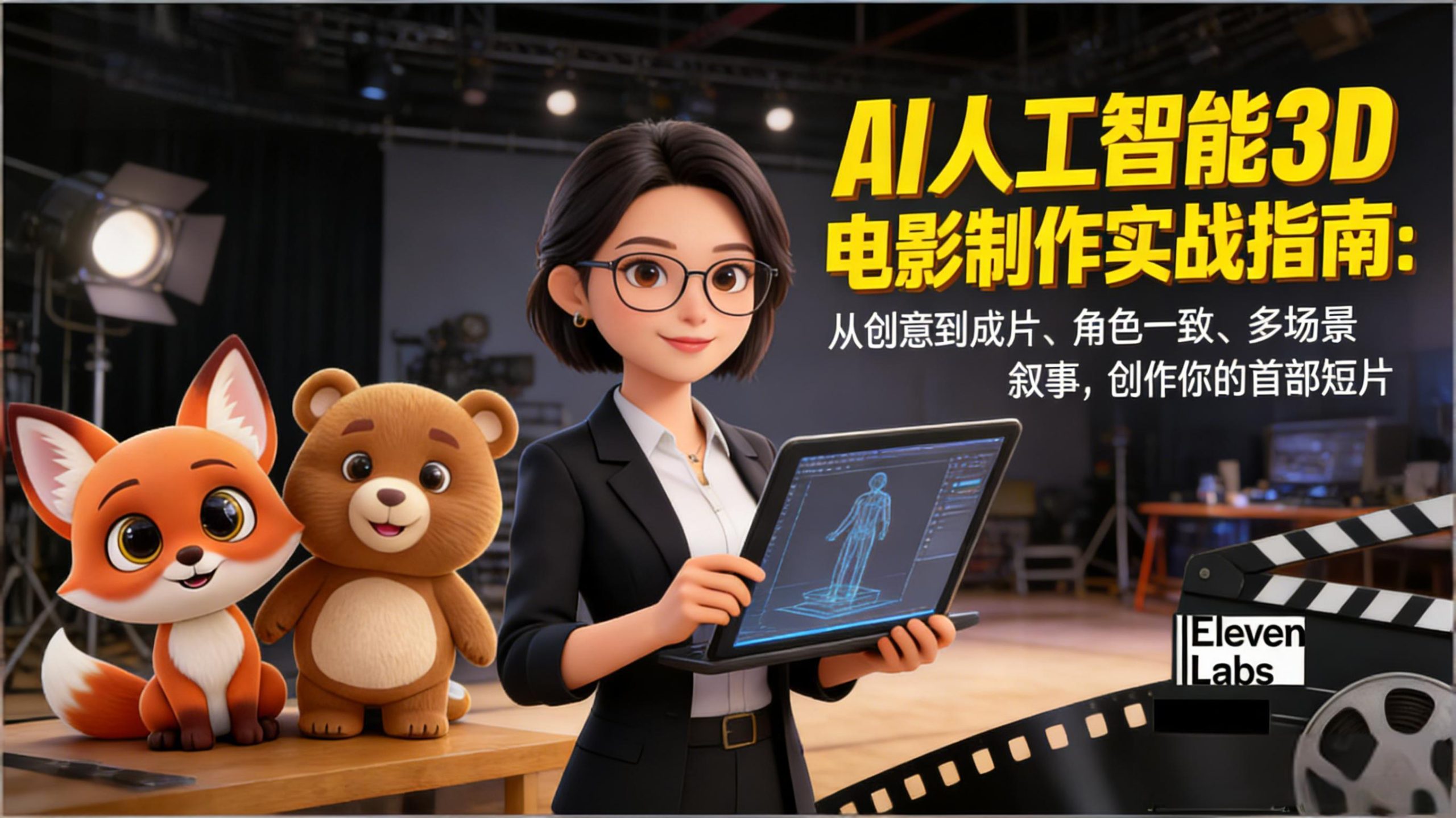 AI人工智能3D电影制作实战指南：从创意到成片、角色一致、多场景叙事，创作你的首部短片-优创项目网