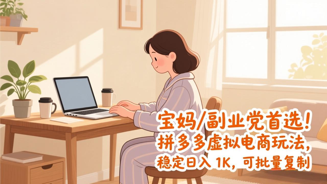宝妈 / 副业党首选！拼多多虚拟电商玩法，稳定日入 1K，可批量复制-优创项目网