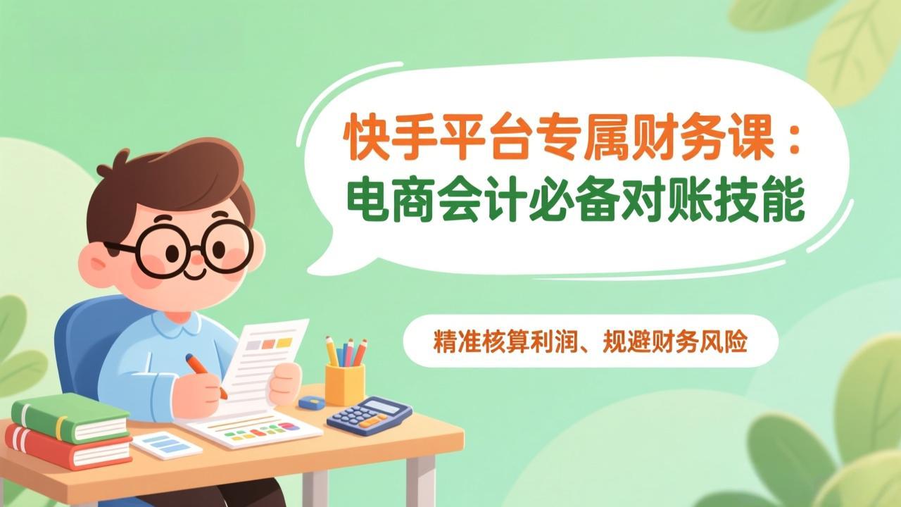 快手平台专属财务课：电商会计必备对账技能，精准核算利润、规避财务风险-优创项目网
