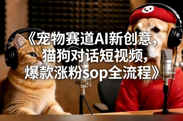 宠物赛道AI新创意，猫狗对话短视频，爆款涨粉sop全流程-优创项目网