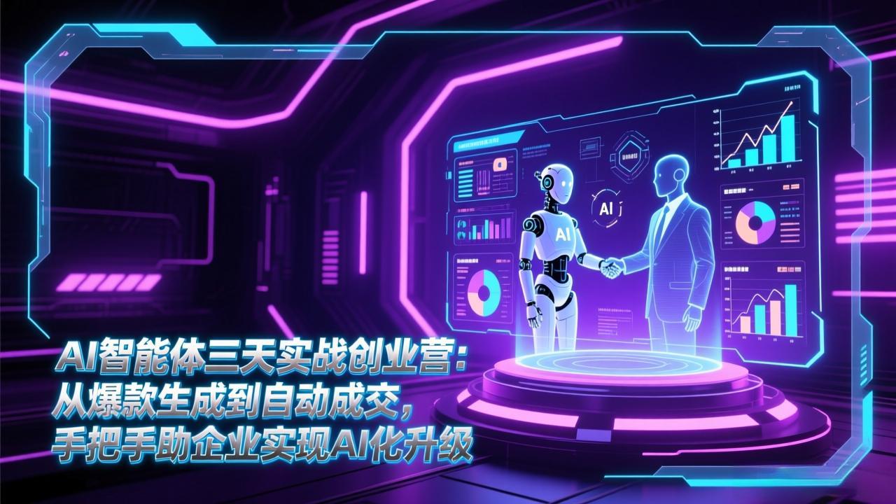 AI智能体三天实战创业营：从爆款生成到自动成交，手把手助企业实现AI化升级-优创项目网