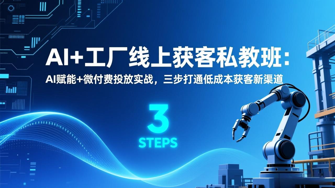 AI+工厂线上获客私教班：AI赋能+微付费投放实战，三步打通低成本获客新渠道-优创项目网