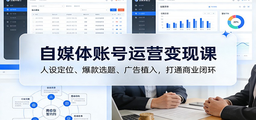 自媒体账号运营变现课：人设定位、爆款选题、广告植入，打通商业闭环-优创项目网
