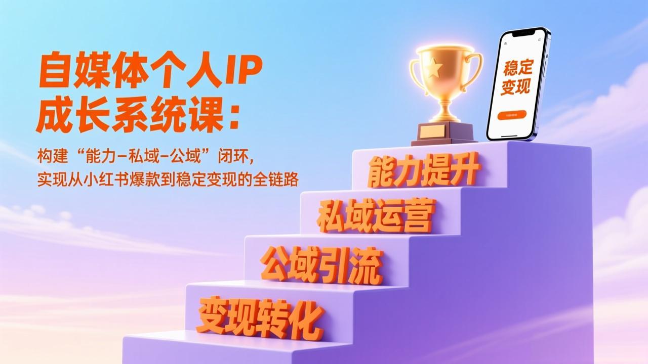 自媒体个人IP成长系统课：构建“能力-私域-公域”闭环，实现从小红书爆款到稳定变现的全链路-优创项目网
