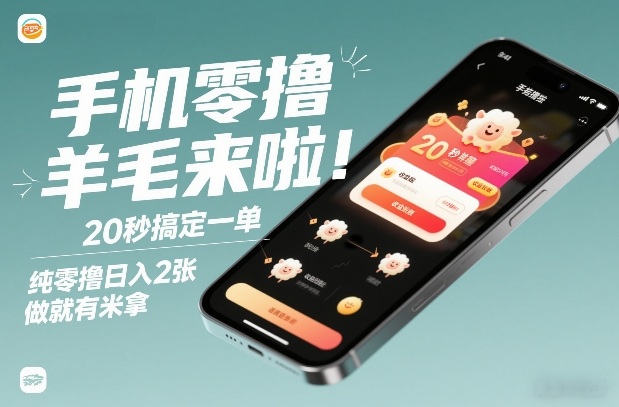 手机零撸薅羊毛来啦！20秒搞定一单，纯零撸日入2张，做就有米拿【揭秘】-优创项目网