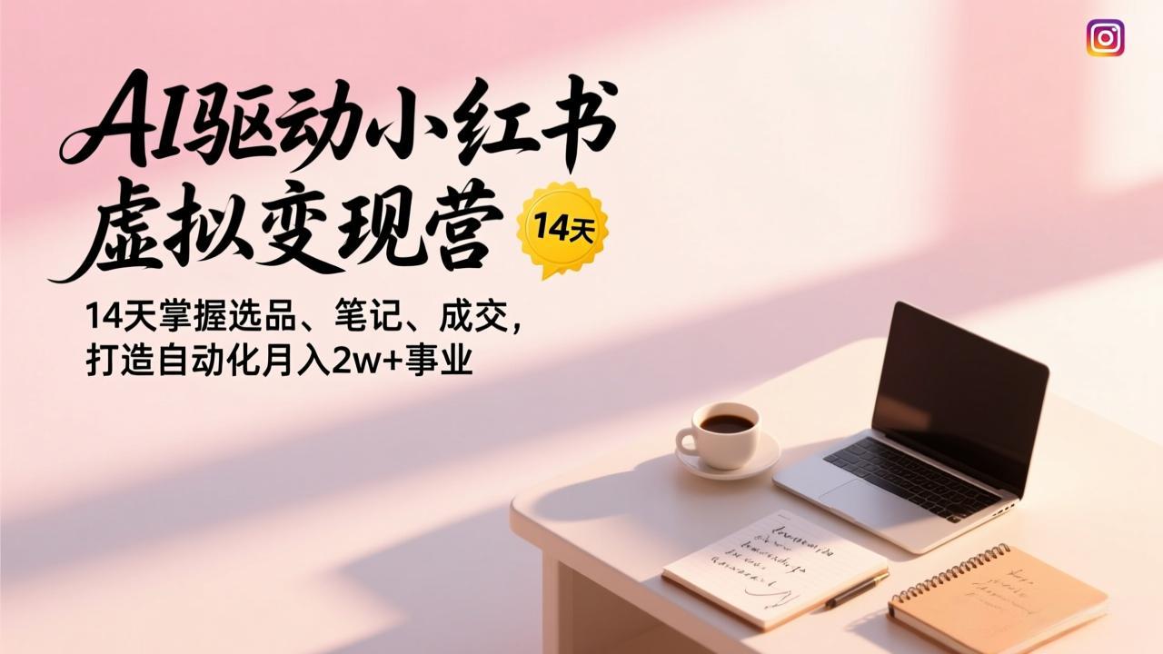AI驱动小红书虚拟变现营，14天掌握选品、笔记、成交，打造自动化月入2w+事业-优创项目网