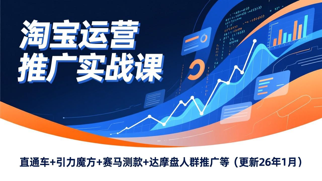 淘宝运营推广实战课，直通车+引力魔方+赛马测款+达摩盘人群推广等(更新26年1月-优创项目网
