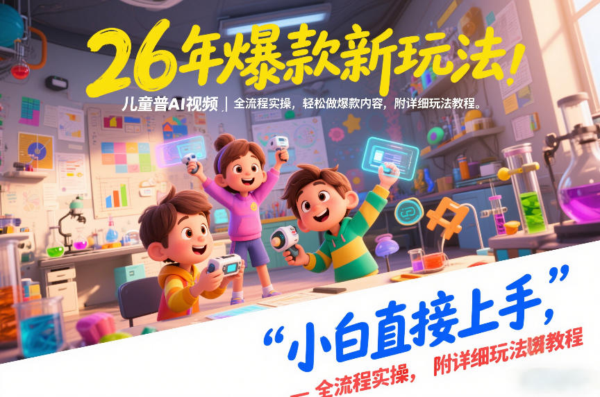 26年爆款新玩法，儿童科普AI视频，全流程实操，轻松做爆款内容，小白直接上手，附详细玩法教程-优创项目网