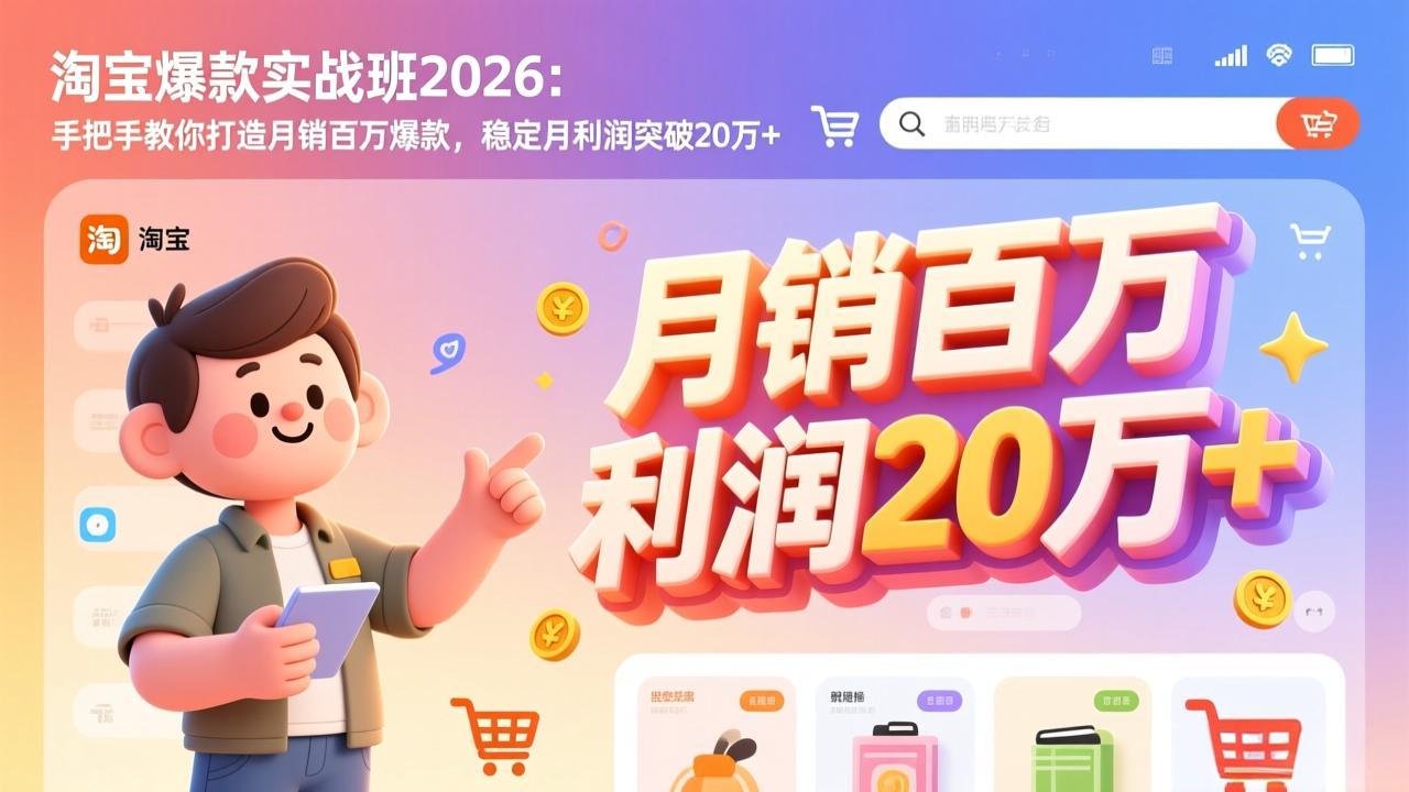 淘宝爆款实战班2026：手把手教你打造月销百万爆款，稳定月利润突破20万+-优创项目网