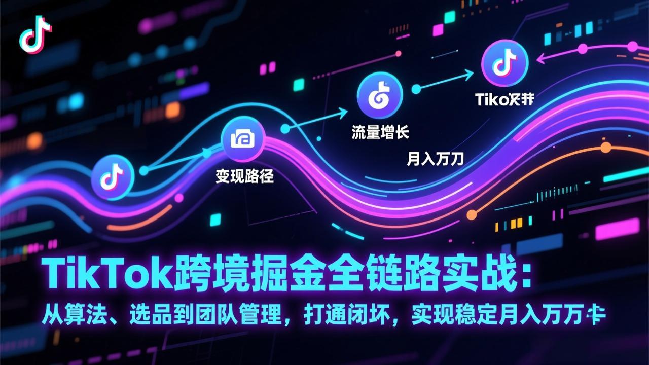 TikTok跨境掘金全链路实战：从算法、选品到团队管理，打通闭环，实现稳定月入万刀-优创项目网