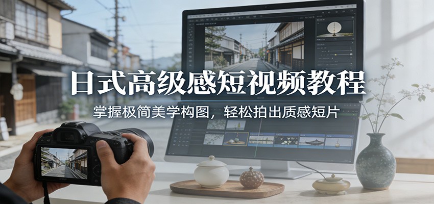日式高级感短视频教程：掌握极简美学构图，轻松拍出质感短片-优创项目网