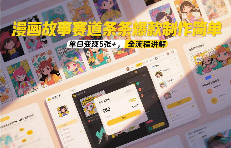 漫画故事赛道条条爆款制作简单，单日变现5张+，全流程讲解-优创项目网