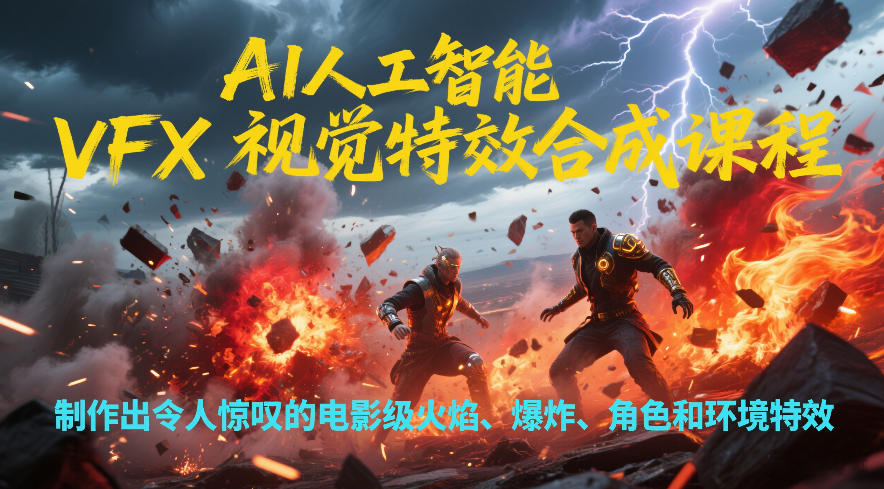 AI人工智能VFX视觉特效合成课程，制作出令人惊叹的电影级火焰、爆炸、角色和环境特效-优创项目网