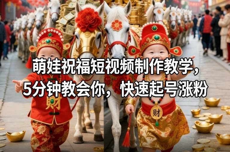 萌娃祝福短视频制作教学，5分钟教会你，快速起号涨粉-优创项目网