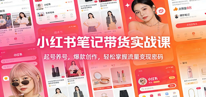 小红书笔记带货实战课：起号养号，爆款创作，轻松掌握流量变现密码-优创项目网