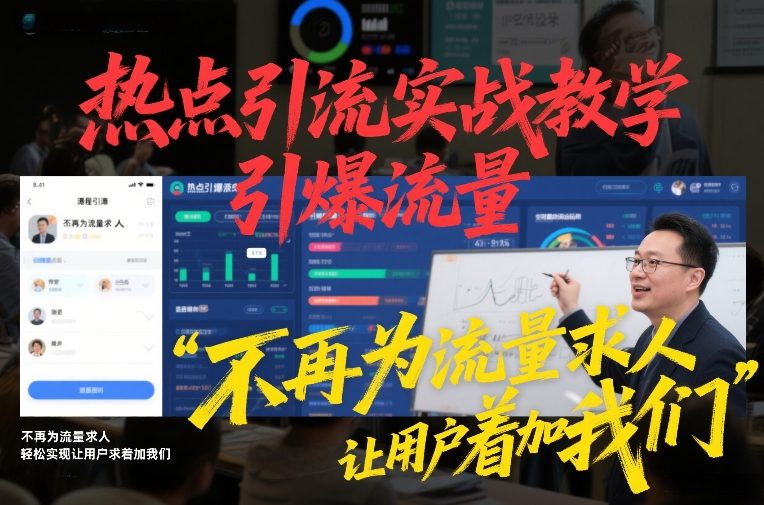 热点引流实战教学，引爆流量，不再为流量求人，轻松实现让用户求着加我们-优创项目网