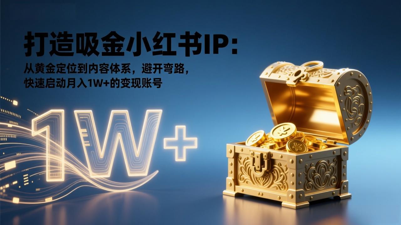 打造吸金小红书IP：从黄金定位到内容体系，避开弯路，快速启动月入1W+的变现账号-优创项目网