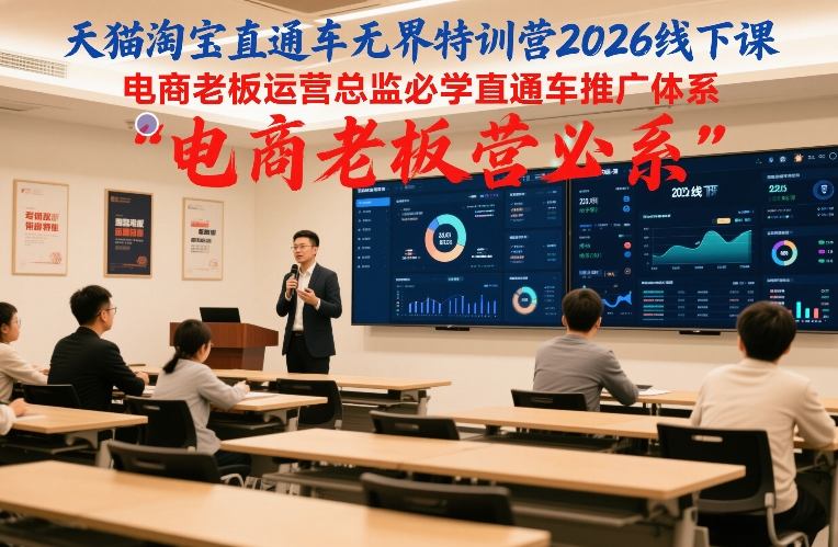 天猫淘宝直通车无界特训营2026线下课，电商老板运营总监必学直通车推广体系-优创项目网