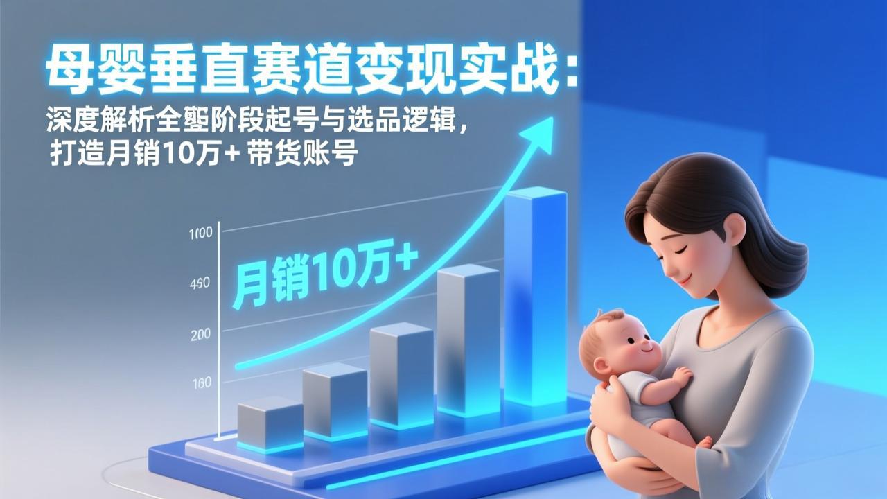 母婴垂直赛道变现实战：深度解析三大阶段起号与选品逻辑，打造月销10万+带货账号-优创项目网