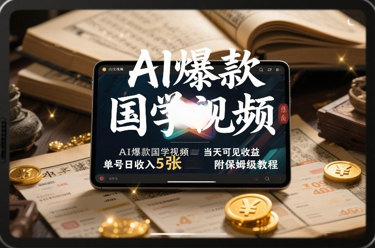 AI爆款国学视频，独家起号方法，小白直接上手，当天可见收益，单号日收入5张+附保姆级教程-优创项目网
