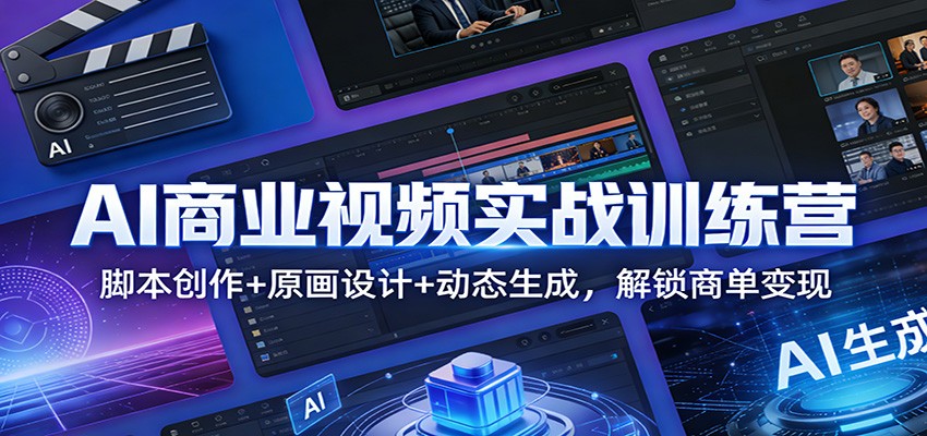 AI商业视频实战训练营：脚本创作+原画设计+动态生成，解锁商单变现-优创项目网