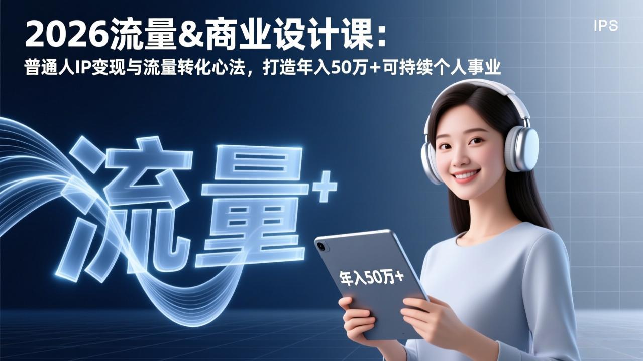 2026流量&商业设计课：普通人IP变现与流量转化心法，打造年入50万+可持续个人事业-优创项目网
