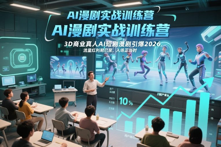AI漫剧实战训练营，3D商业真人AI短剧漫剧引爆2026，流量红利期已至，入场正当时-优创项目网