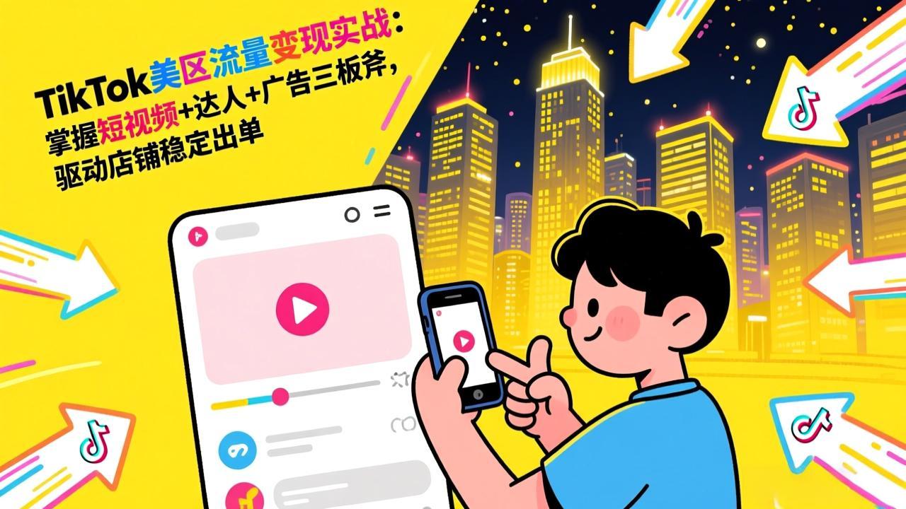 TikTok美区流量变现实战：掌握短视频+达人+广告三板斧，驱动店铺稳定出单-优创项目网