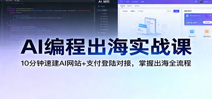 AI编程出海实战课：10分钟速建AI网站+支付登陆对接，掌握出海全流程-优创项目网