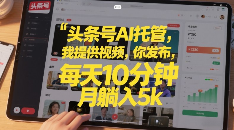 头条号AI托管，我提供视频，你发布，每天10分钟，月躺入5k+【揭秘】-优创项目网