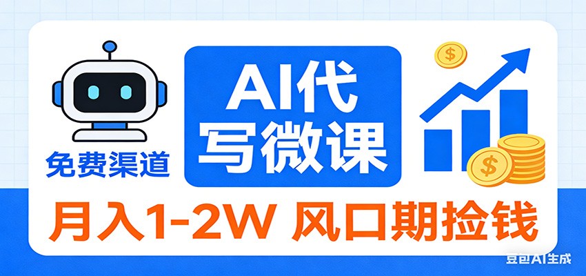 2026告别打工！AI 代写微课，提供免费渠道，月入 1-2W 风口期捡钱-优创项目网