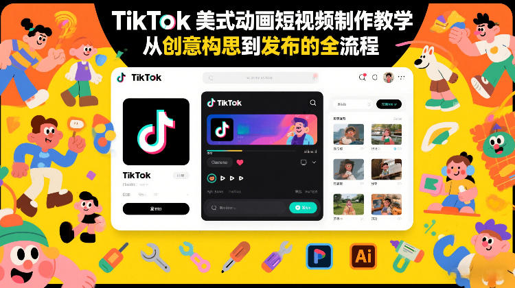 TikTok美式动画短视频制作教学，从创意构思到发布的全流程-优创项目网