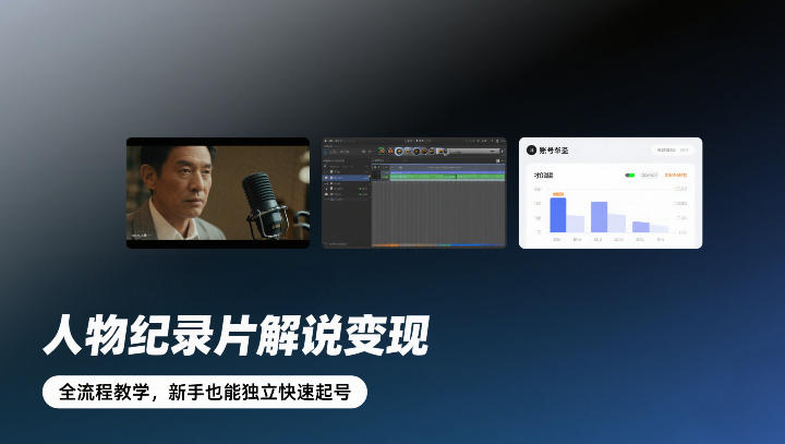 人物纪录片解说变现，全流程教学，新手也能独立快速起号-优创项目网