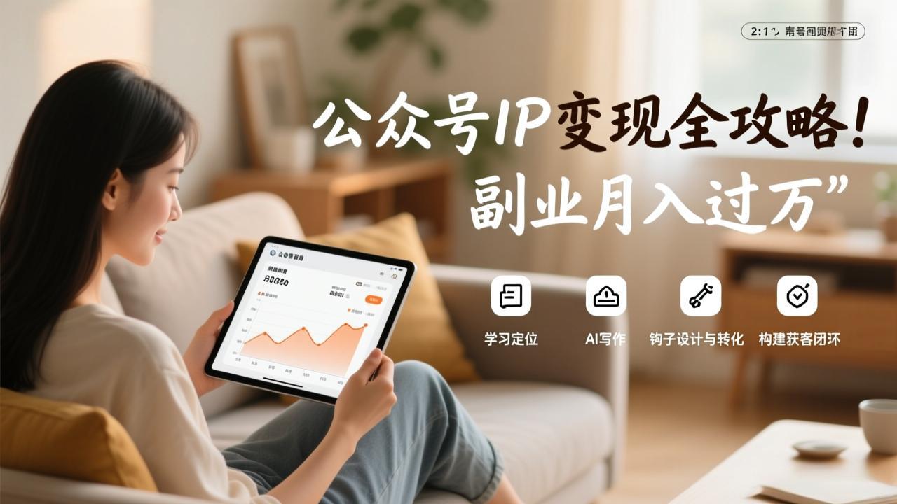公众号IP变现全攻略，学习定位、AI写作、钩子设计与转化，构建获客闭环，副业月入过万-优创项目网