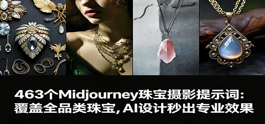 463个Midjourney珠宝摄影提示词：覆盖全品类珠宝，AI设计秒出专业效果-优创项目网
