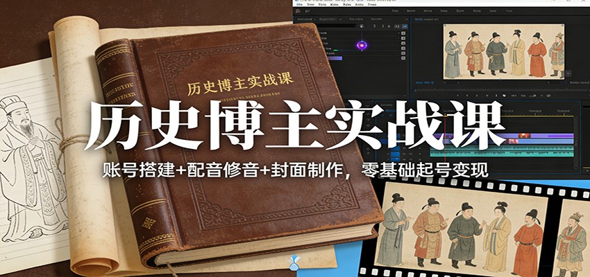历史博主实战课：账号搭建+配音修音+封面制作，零基础起号变现-优创项目网