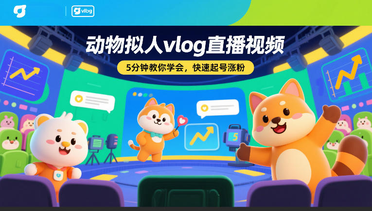 动物拟人vlog直播视频，5分钟教你学会，快速起号涨粉-优创项目网