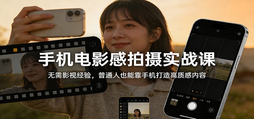 手机电影感拍摄实战课：无需影视经验，普通人也能靠手机打造高质感内容-优创项目网