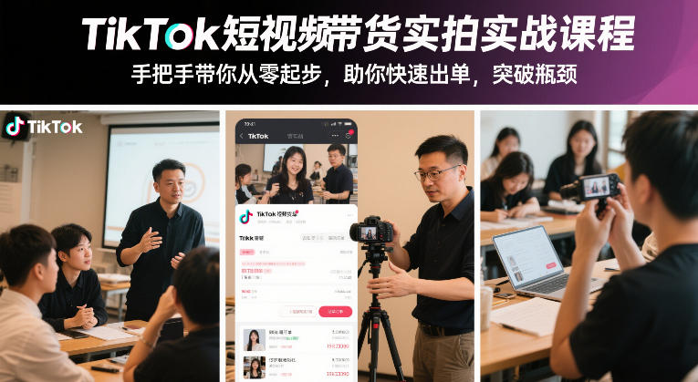 TikTok短视频带货实拍实战课程，手把手带你从零起步，助你快速出单，突破瓶颈-优创项目网