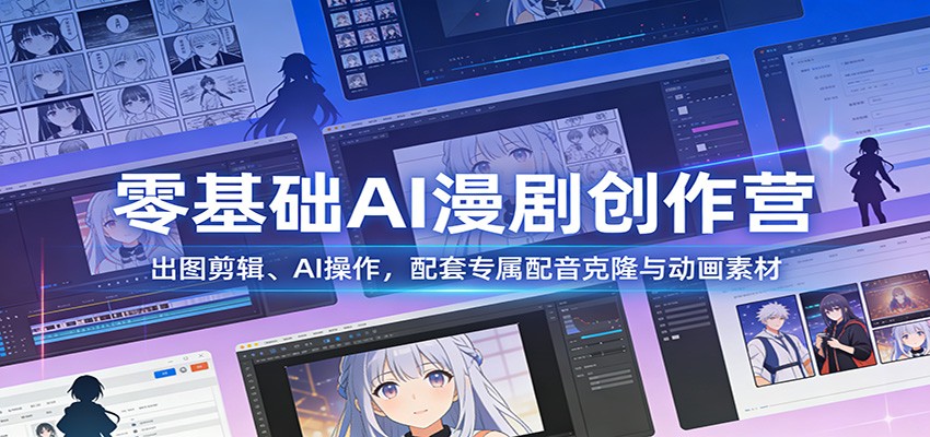 零基础AI漫剧创作营：出图剪辑、AI操作，配套专属配音克隆与动画素材-优创项目网