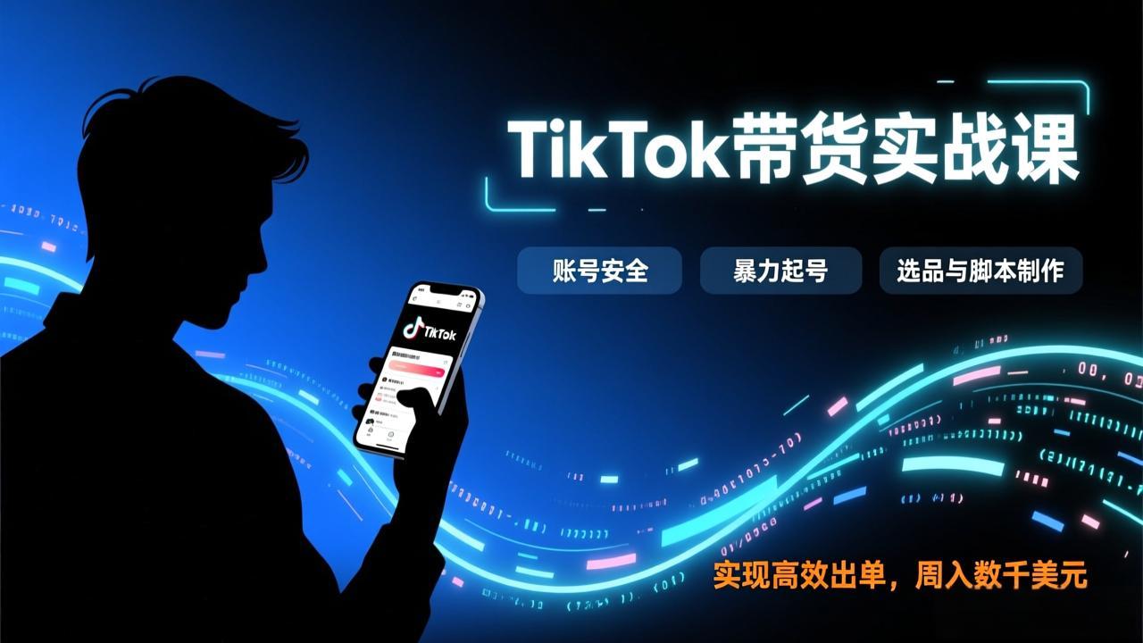 TikTok带货实战课，涵盖账号安全、暴力起号、选品与脚本制作，实现高效出单，周入数千美元-优创项目网