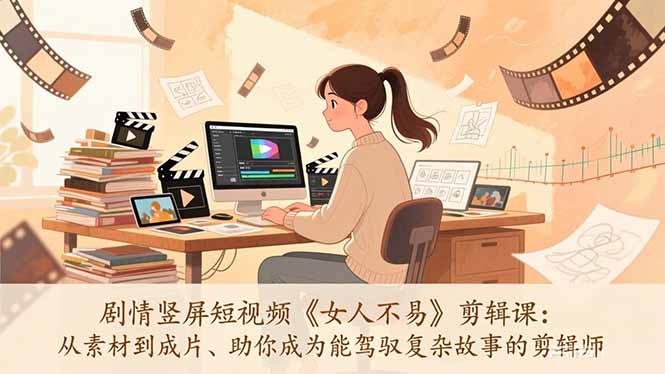 剧情竖屏短视频《女人不易》剪辑课：从素材到成片、助你成为能驾驭复杂故事的剪辑师-优创项目网